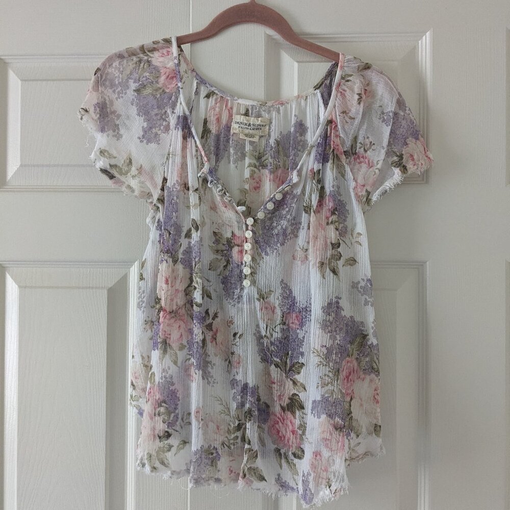 Denim & Supply Ralph Lauren floral sheer blouse - size XS